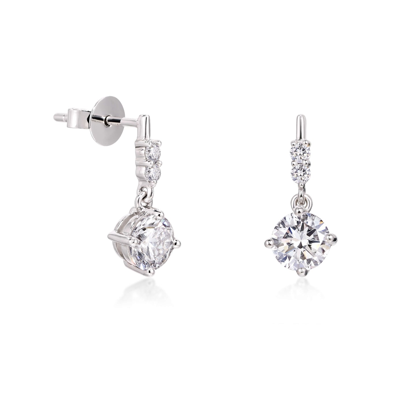 1.0ct Round Diamond Drop Earrings Platinum | Elora
