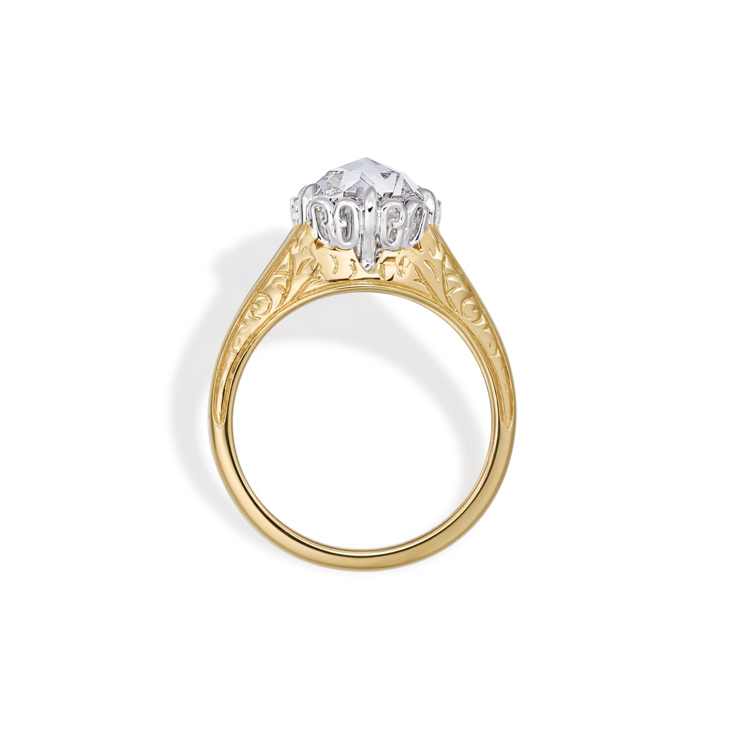 Santi-Round Rose Cut Lab Grown Diamond Engagement Ring