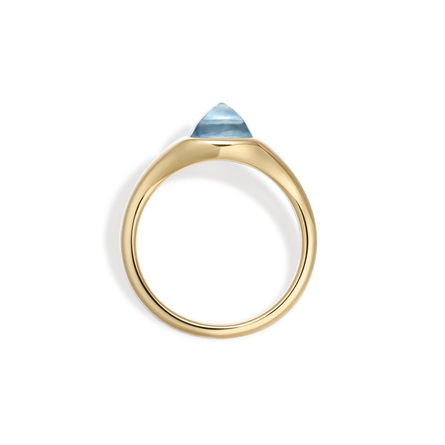 Sarah-Sugarloaf Cabochon Sky Blue Aquamarine Gemstone Ring