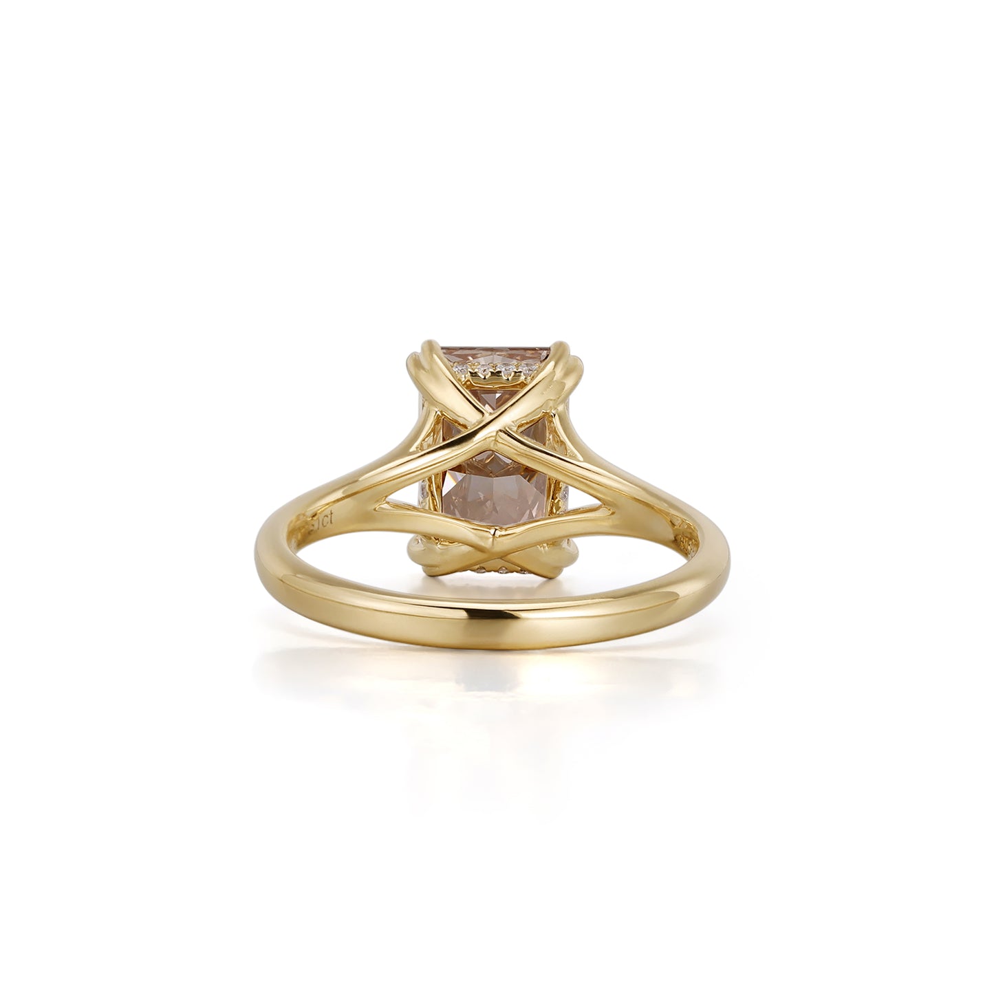 Lucia-Brown Pink Radiant Lab Grown Diamond Engagement Ring