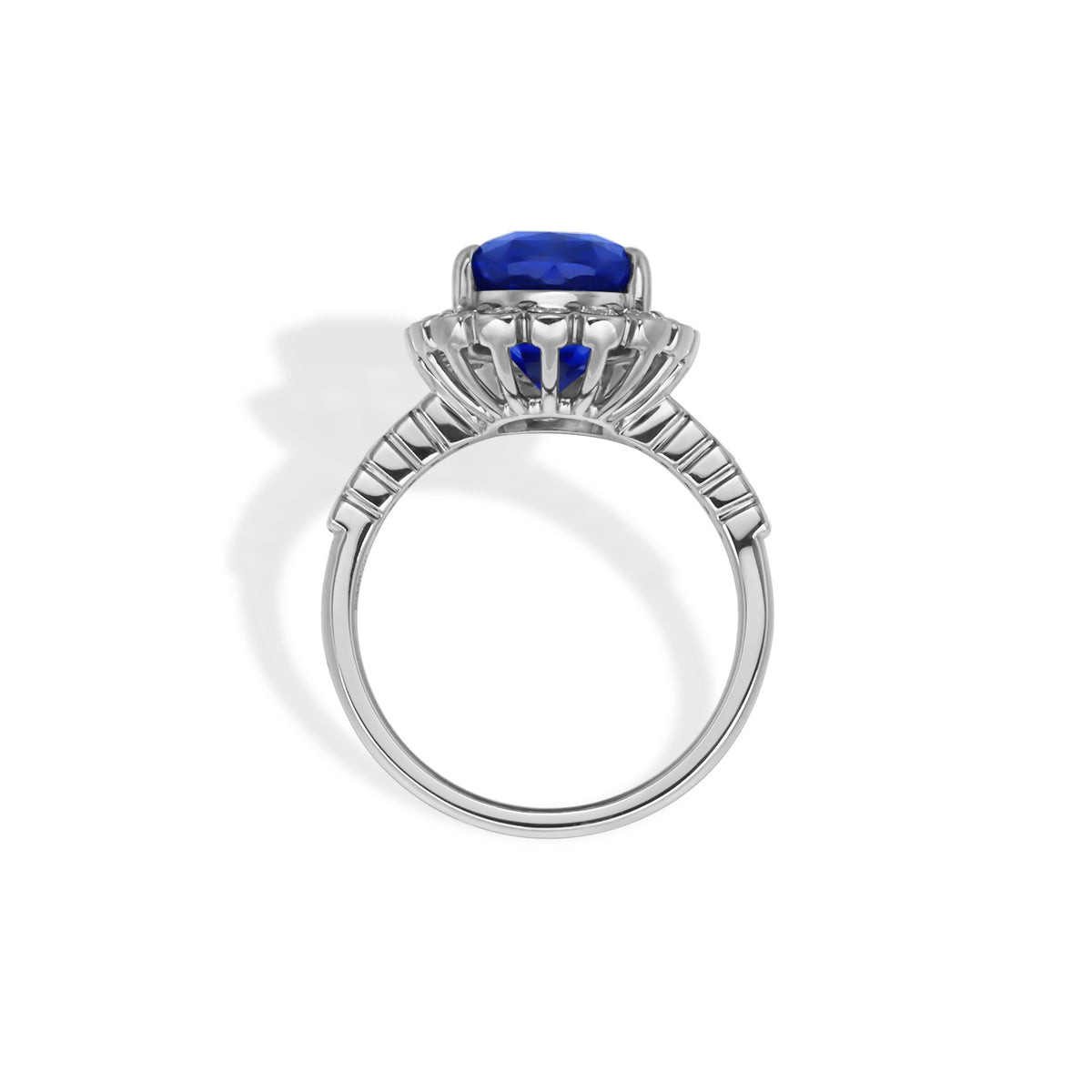 Tessa-Cushion Lab Grown Blue Sapphire Diamond Halo Ring