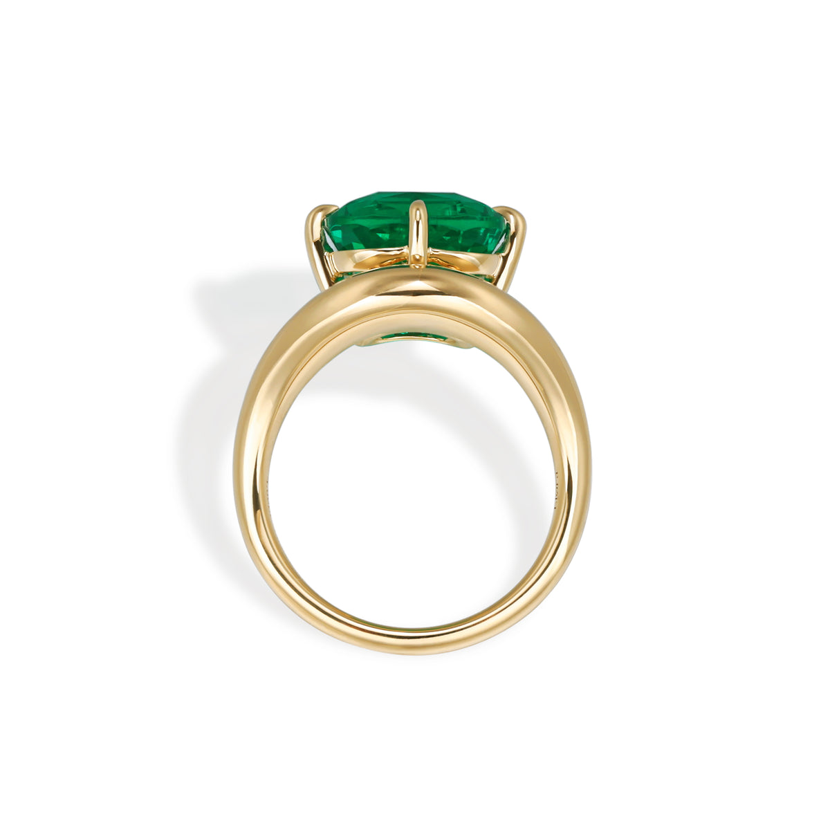 Elda-Cushion Lab Grown Emerald Sculptural Gold Ring