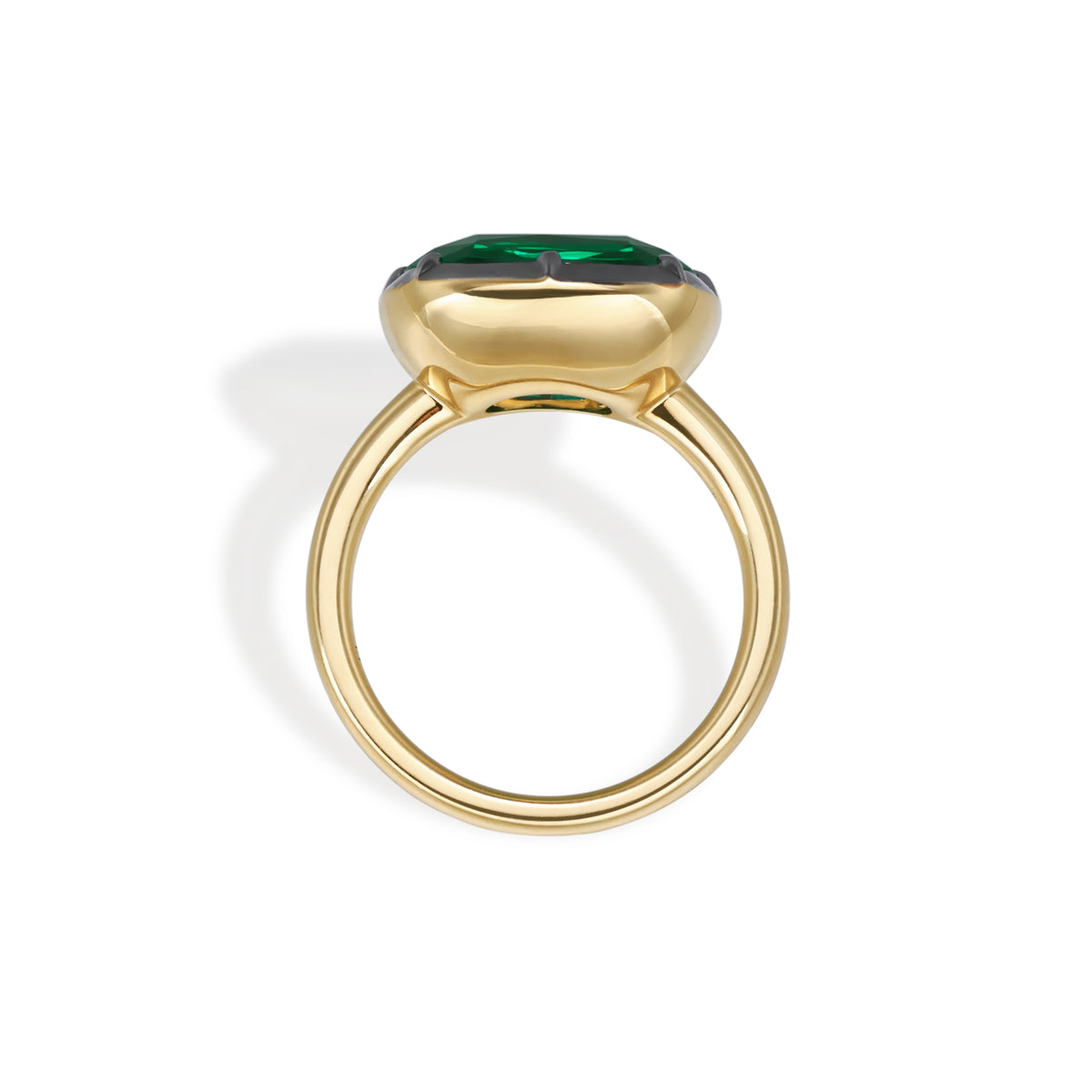 Thea-Cushion Lab Grown Emerald Two-Tone Ring