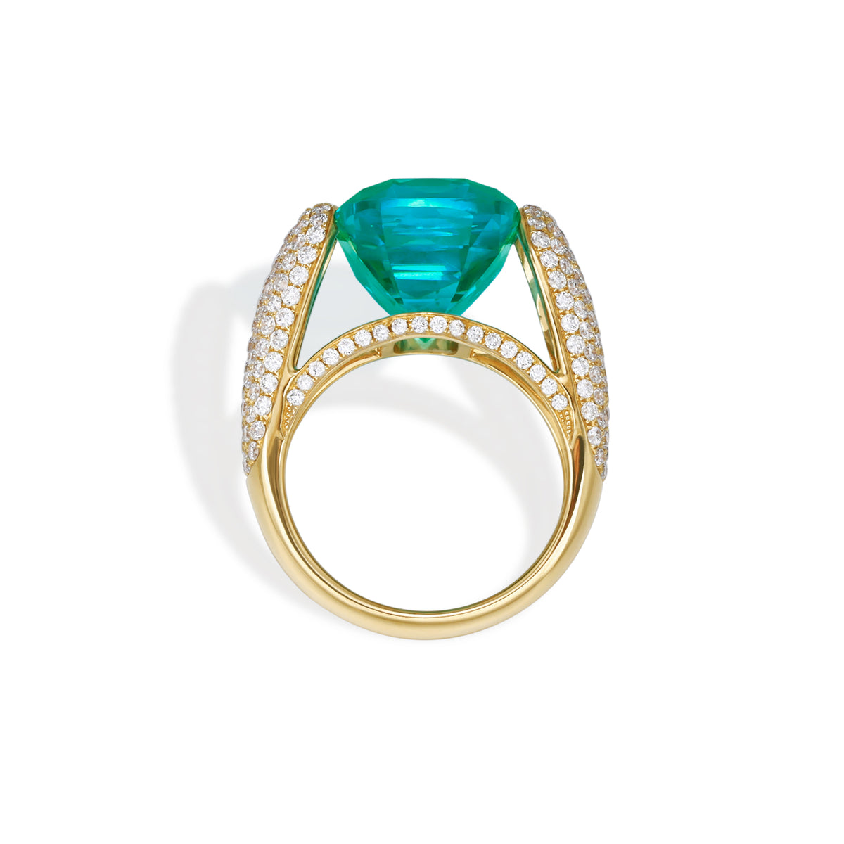 Marlow-Cushion cut Lab Grown Paraiba Diamond Pavé Ring