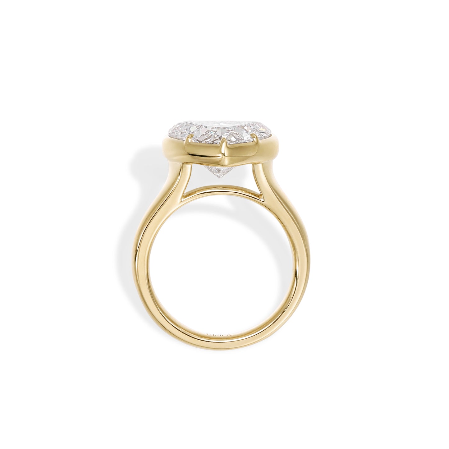 Arden-Heart Cut Lab Grown Diamond Engagement Ring in yellow gold setting with intricate prong design.