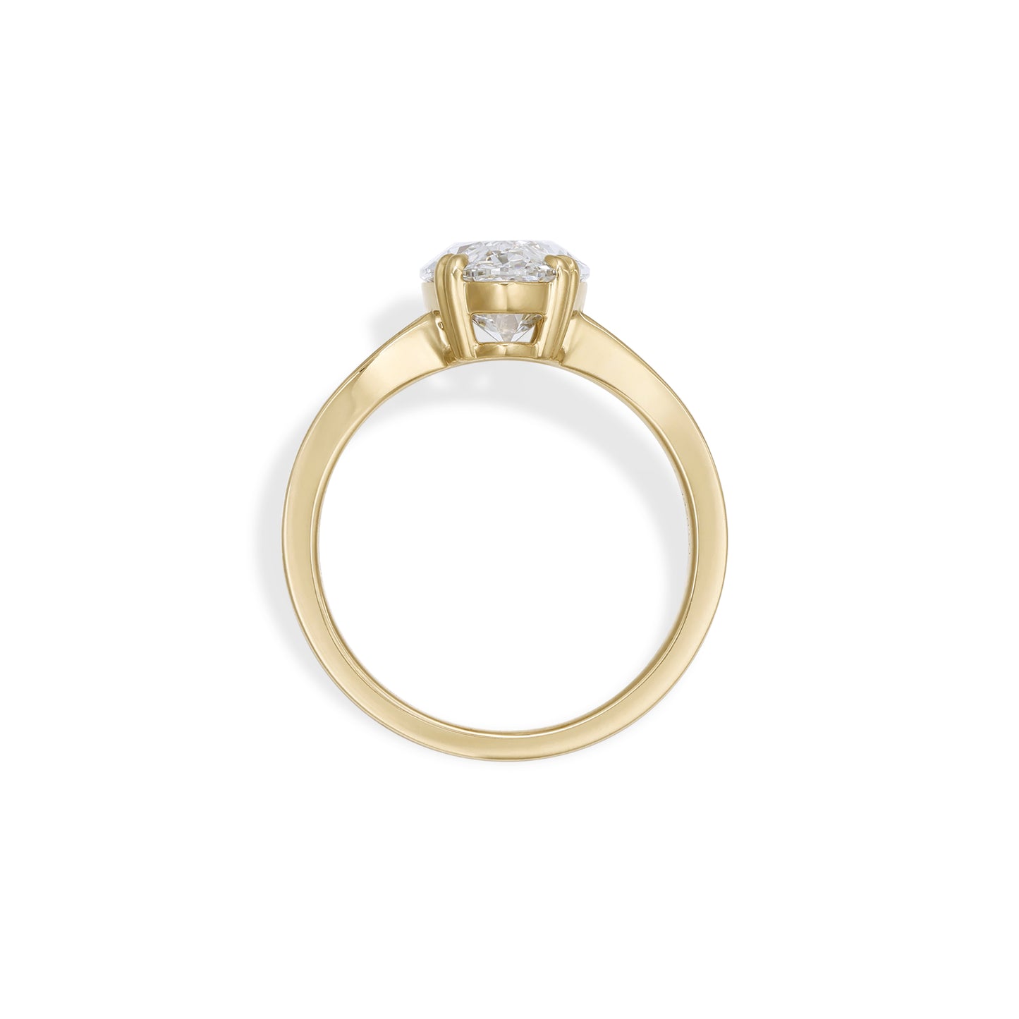 Esther-Moval Cut Lab Grown Diamond Engagement Ring in minimalist yellow gold setting with unique diamond cut.