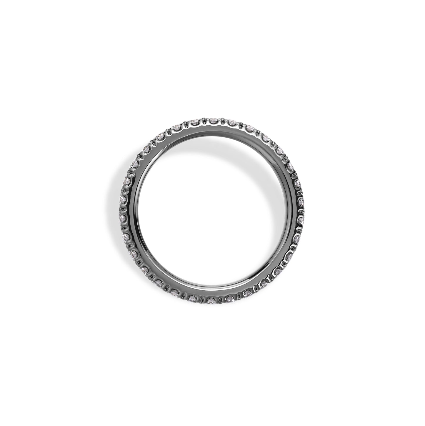 Irene-Round Cut Lab Grown Diamond Ring in 14k black gold setting showcasing round cut diamonds.