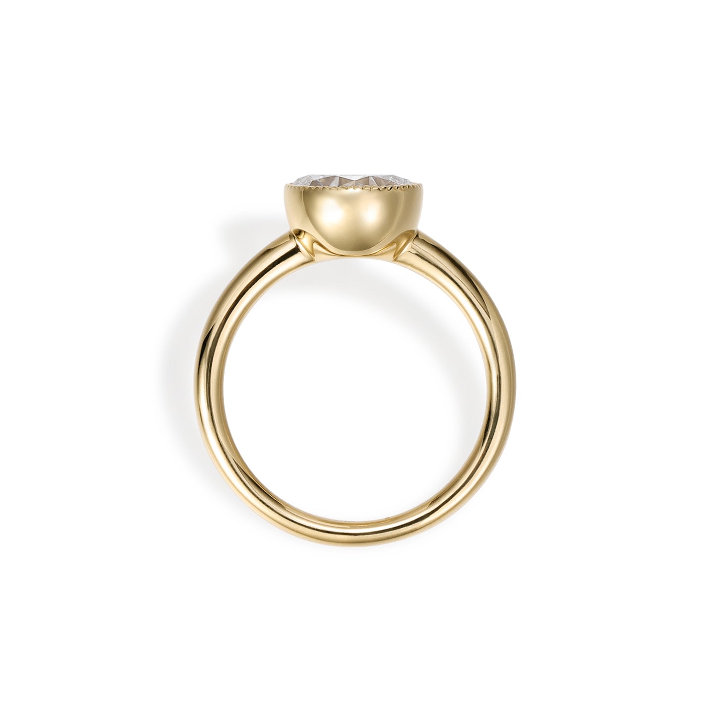 Wade-Old European Cut Lab Grown Diamond Engagement Ring in yellow gold with milgrain detailing and low-profile design.