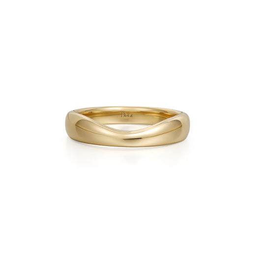 Vera-Yellow Gold Curved Wedding Band