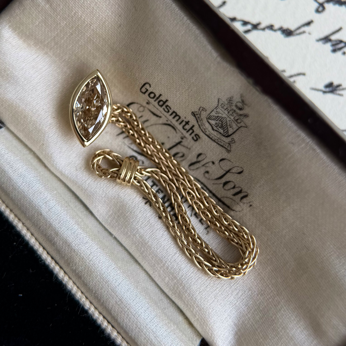 Faith-Champagne Marquise Lab Grown Diamond Chain Ring