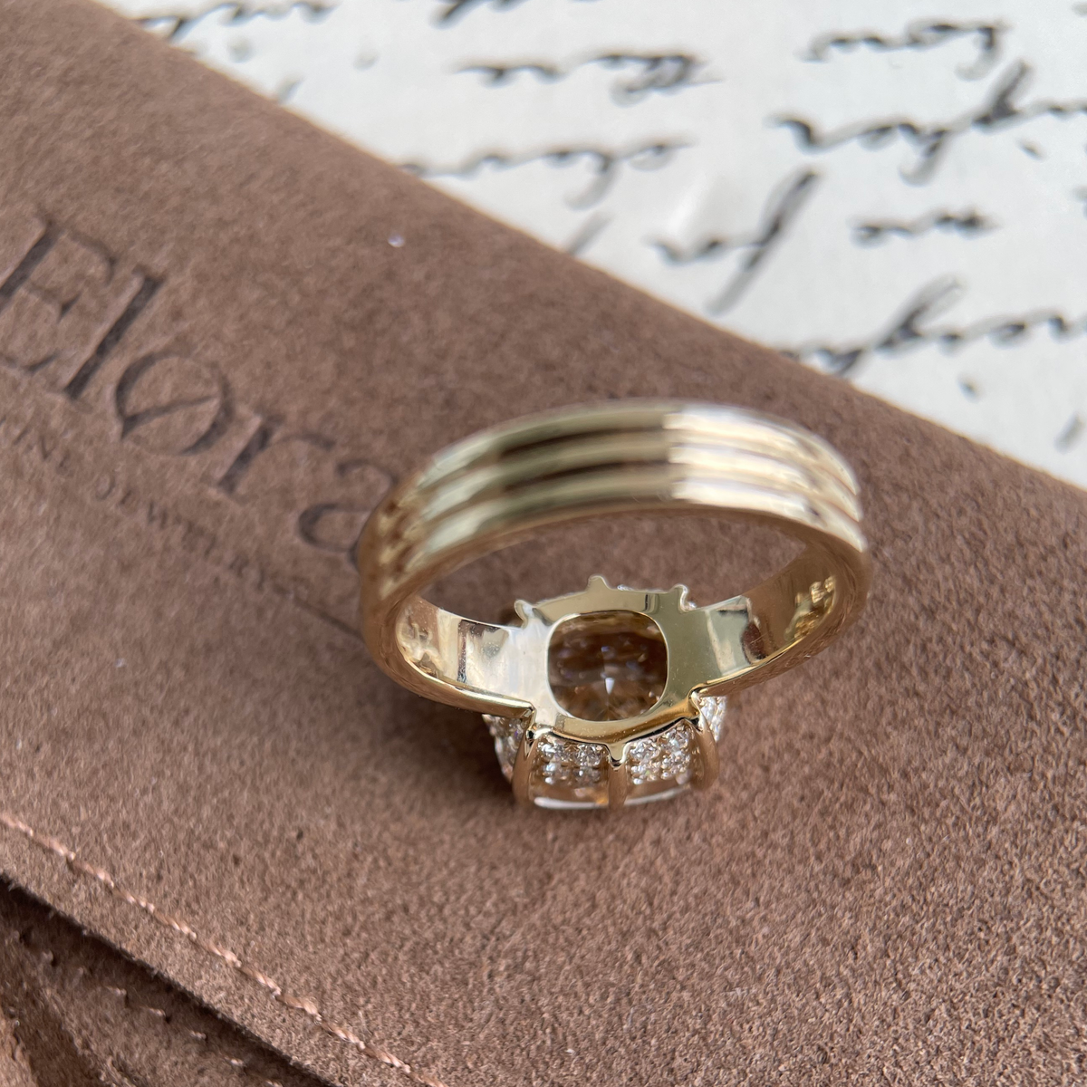 Noa-Champagne Cushion cut Lab Grown Diamond Ring