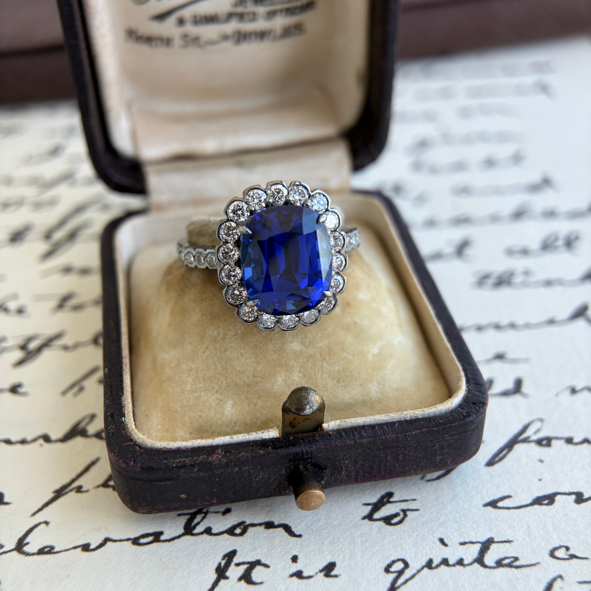 Tessa-Cushion Lab Grown Blue Sapphire Diamond Halo Ring 3