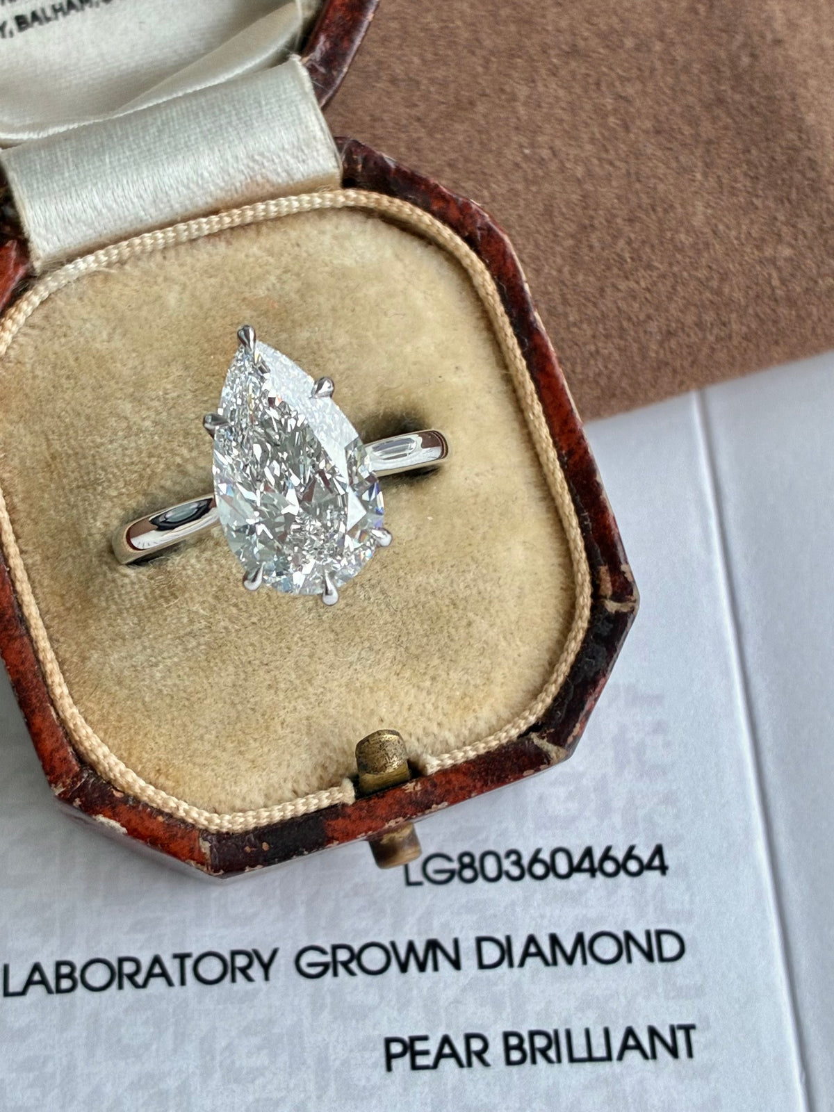 Custom Final Payment- 4.5ct Pear Cut Lab Diamond Ring
