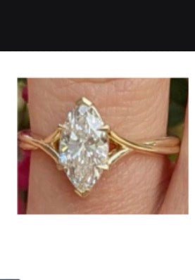 Custom deposit-Seville-Champagne Old Mine Marquise Lab Grown Diamond Ring