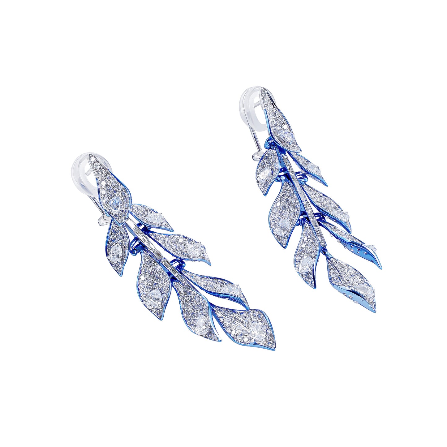 Ethereal Leaf Cascade Diamond Earrings, Earrings