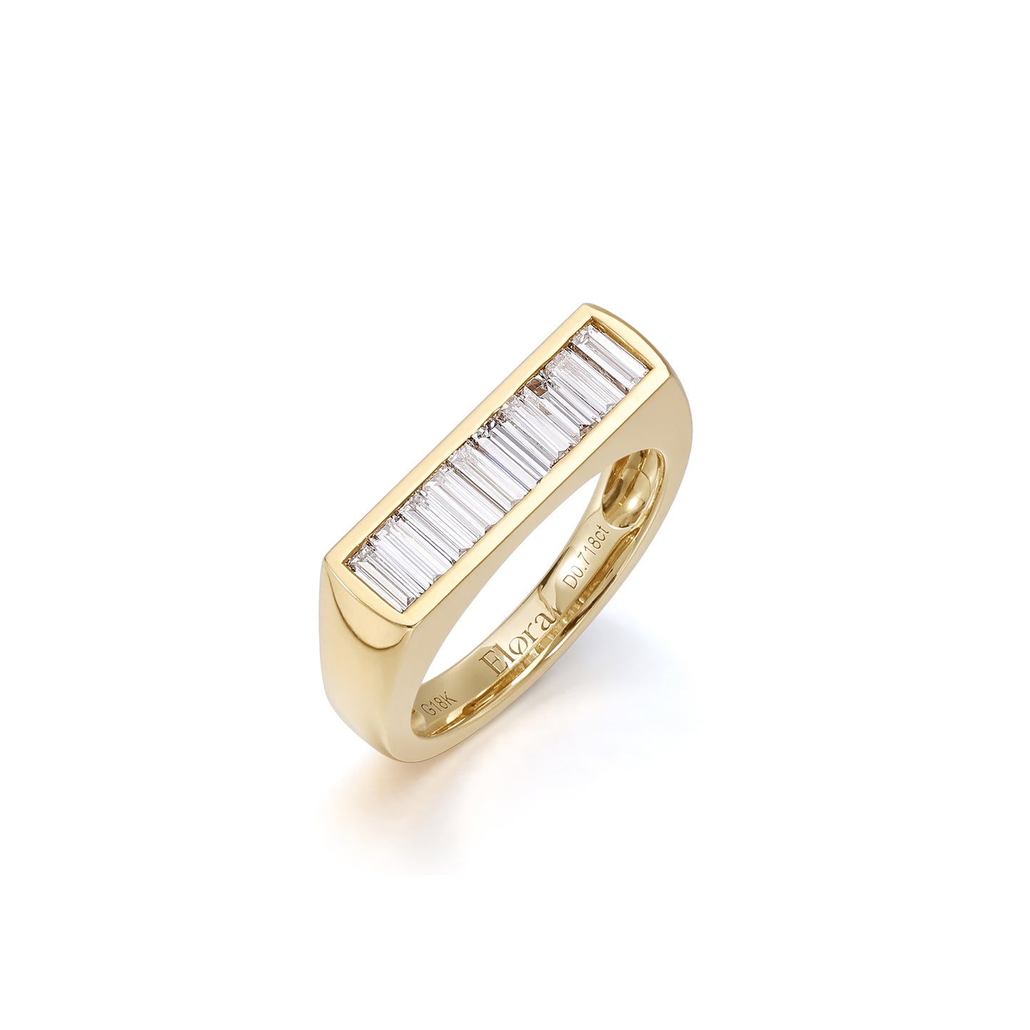 Angled View 0.718ctw Baguette Cut Lab-Grown Diamond Eternity Band in 14K/18K Gold | Brooklyn | Elora