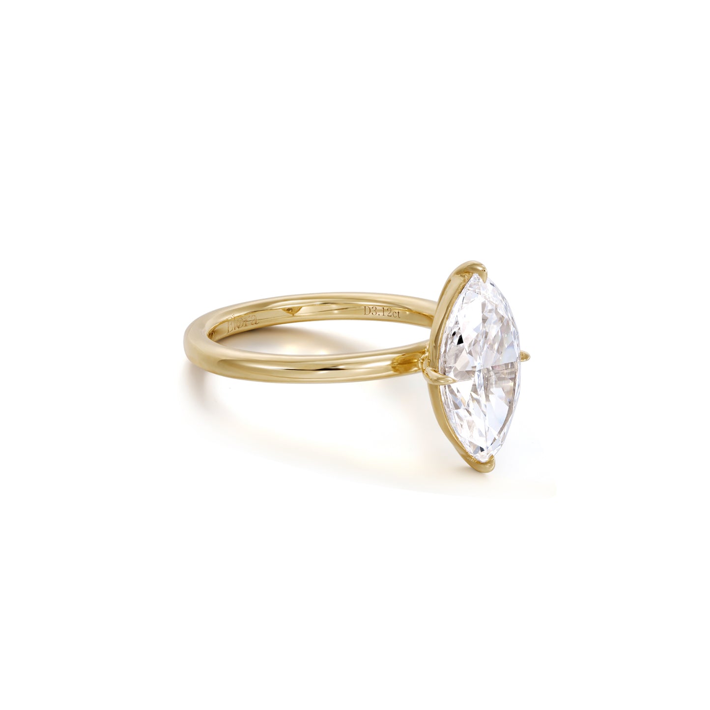 Angled View Marquise Cut Lab-Grown Diamond Engagement Ring in 14K/18K Gold with four-prong setting | Mavis | Elora