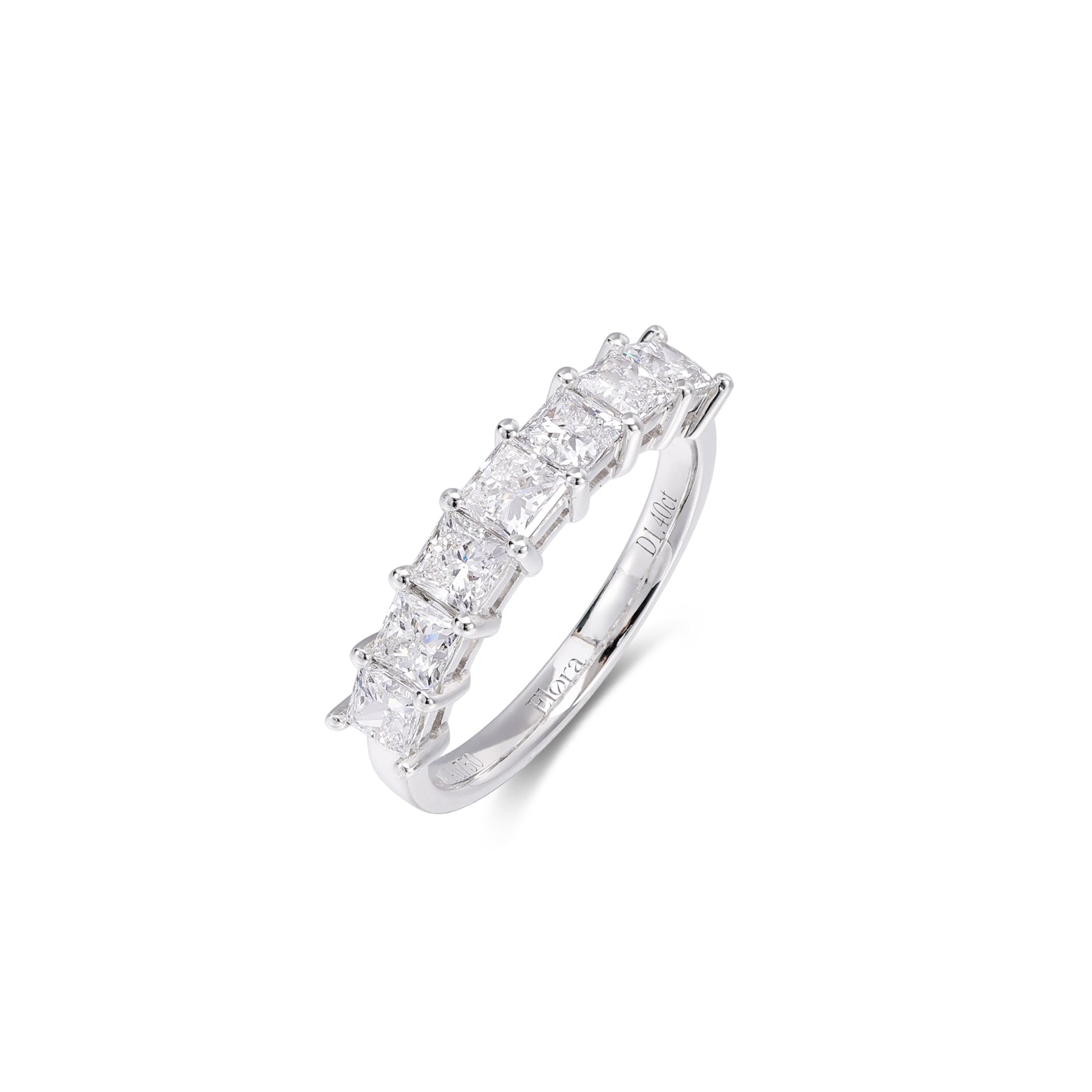 Angled view 1.4ctw Princess Cut Lab-Grown Diamond Eternity Band in 18K White Gold | Lyla | Elora