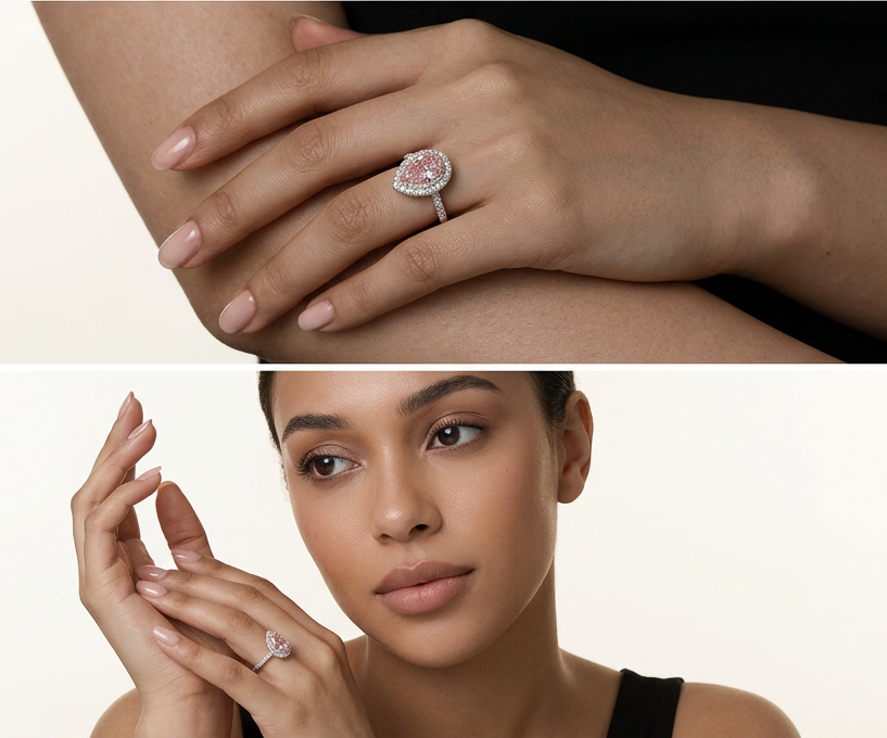Ariana - Pear Cut Pink Diamond Ring