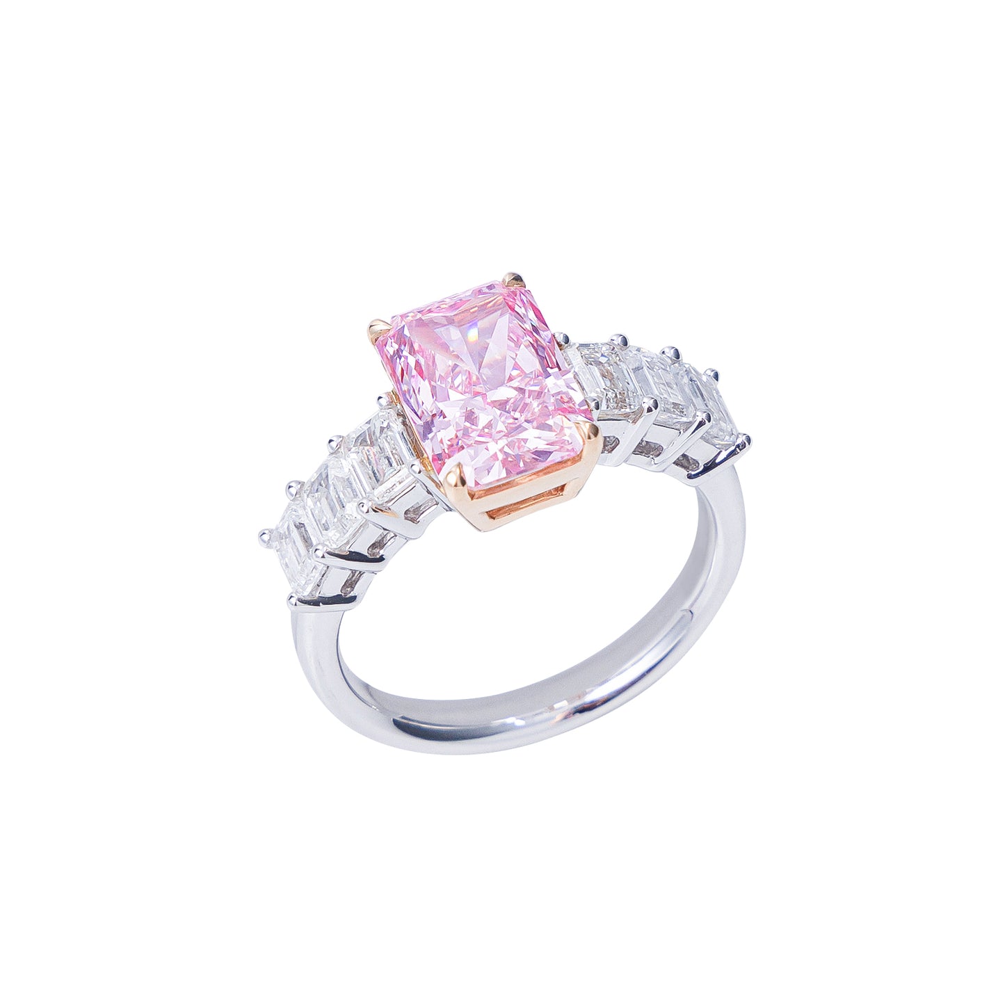 Abigail - Radiant Cut Pink Diamond Ring, Rings