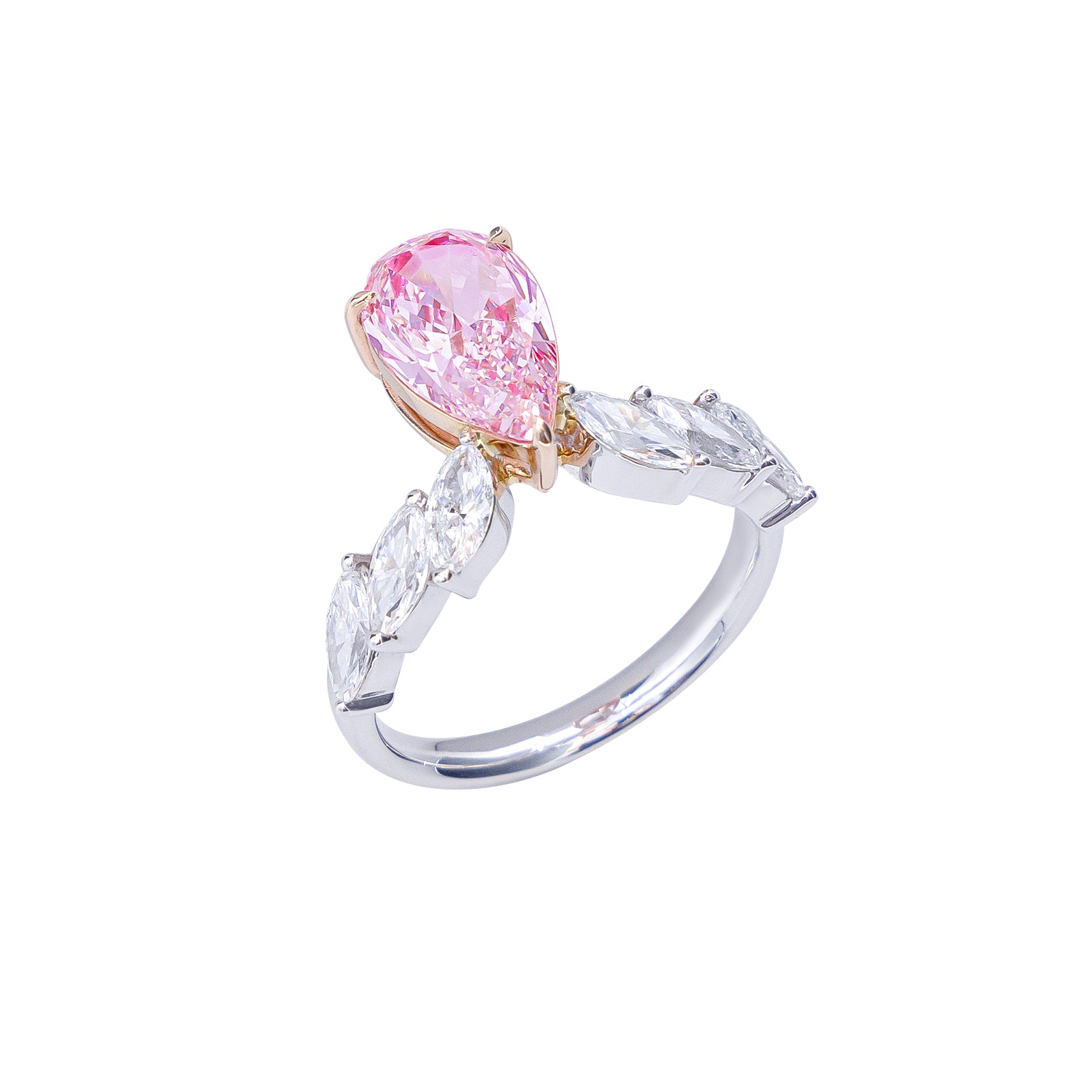 Valentina - Pear Cut Pink Diamond Ring, Rings