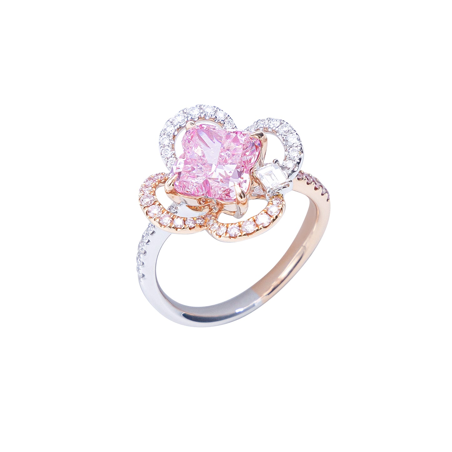 Sophie - Clover Cut Pink Diamond Ring, Rings