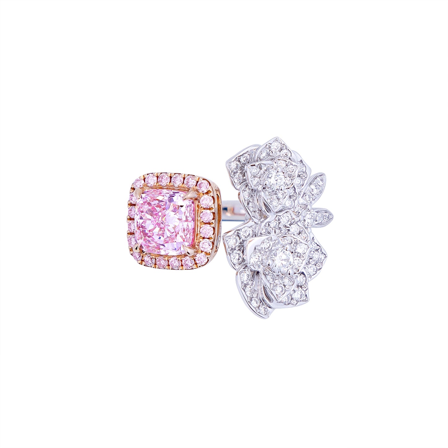 Rose - Cushion Cut Pink Diamond Ring, Rings