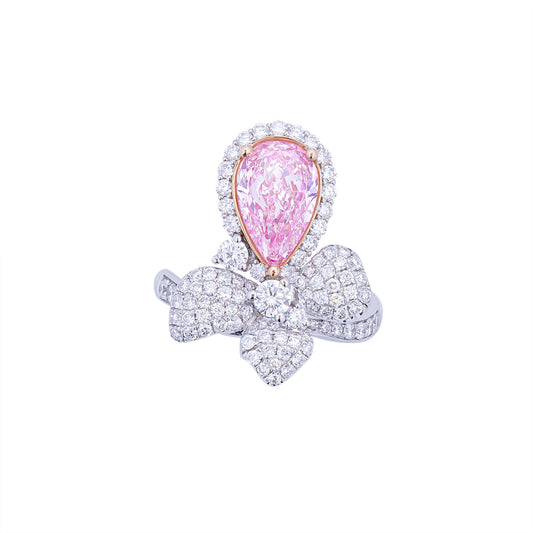 Cecilia - Pear Cut Pink Diamond Ring, Rings