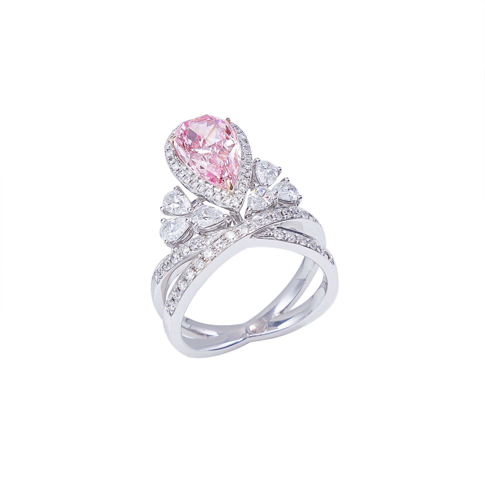 Caroline - Pear Cut Pink Diamond Ring, Rings