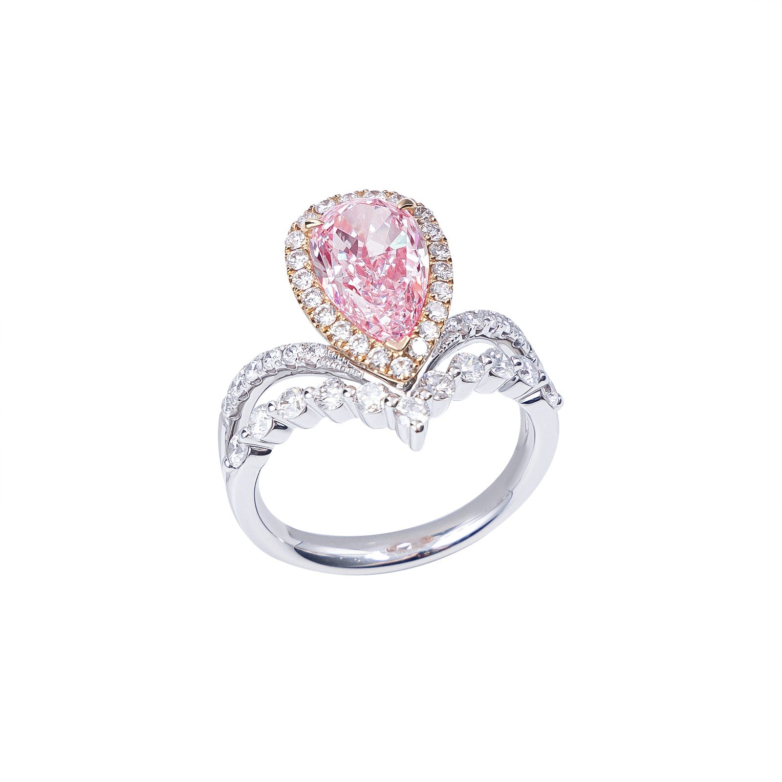 Ashley - Pear Cut Pink Diamond Ring, Rings
