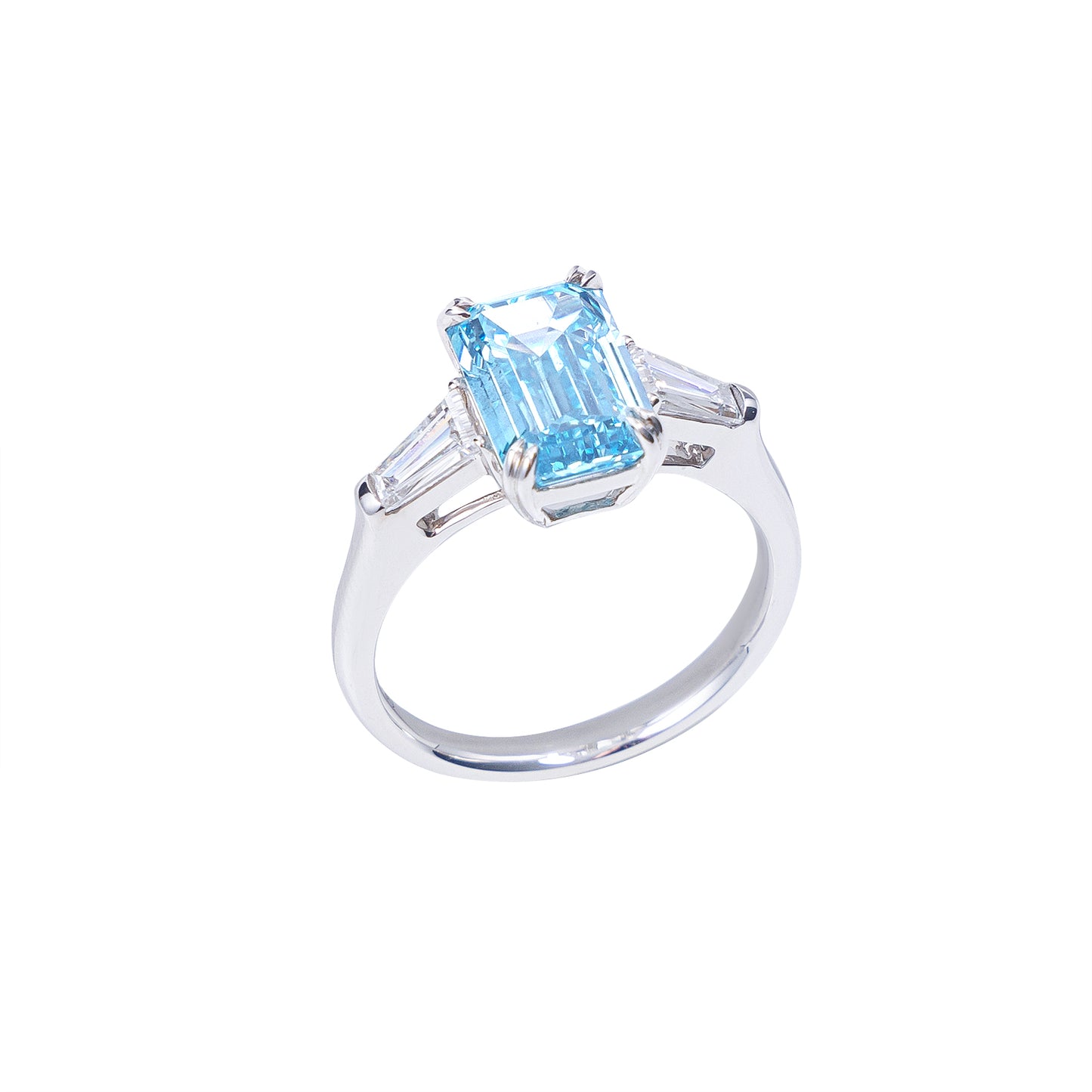 Emerson - Emerald Cut Blue Diamond Ring, Rings