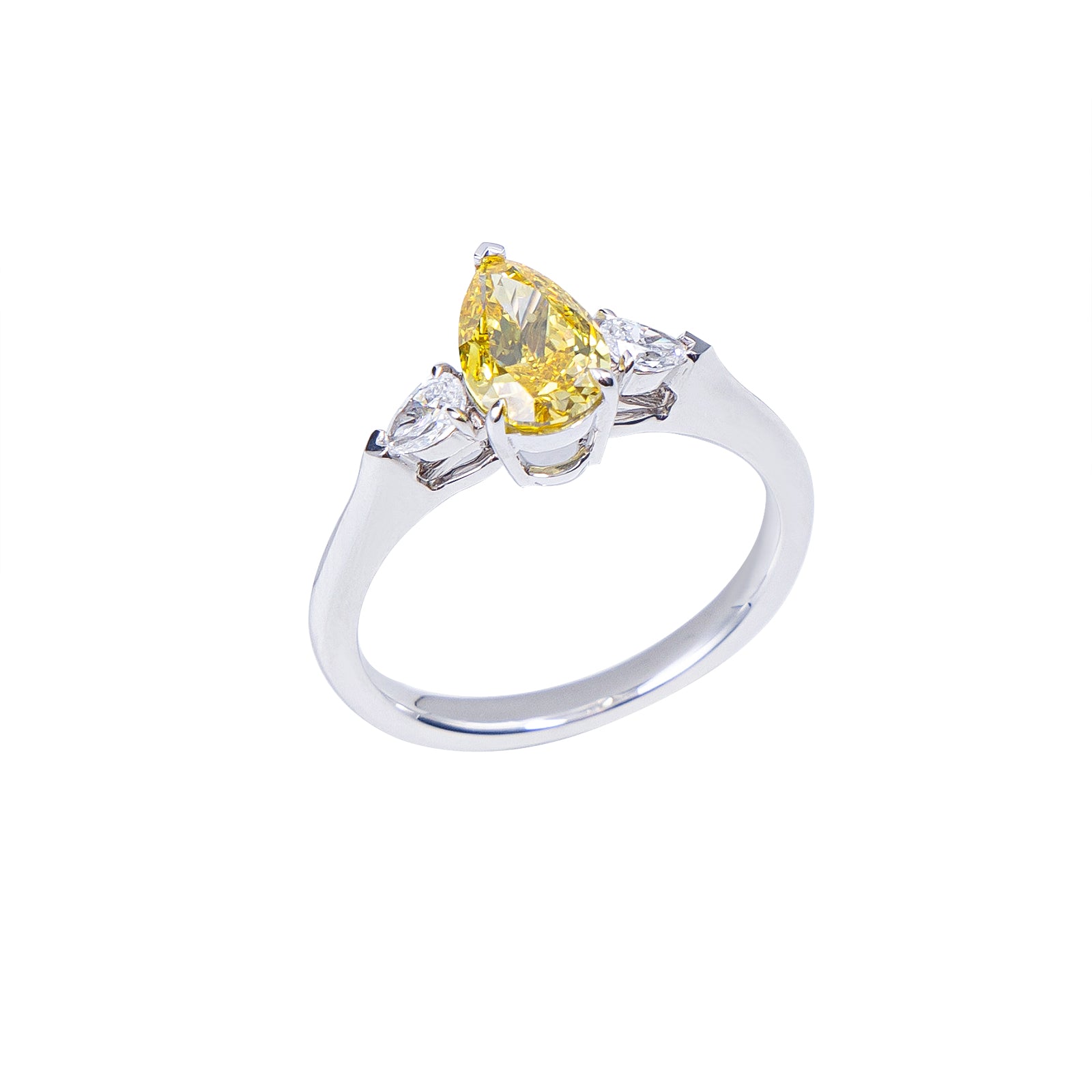 Luna - Pear Cut Yellow Diamond Ring, Rings