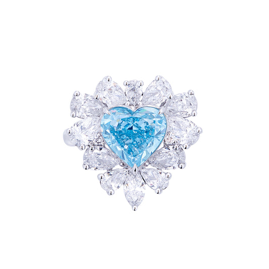 Andrea - Heart Cut Blue Diamond Ring, Rings