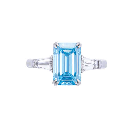 Emerson - Emerald Cut Blue Diamond Ring, Rings
