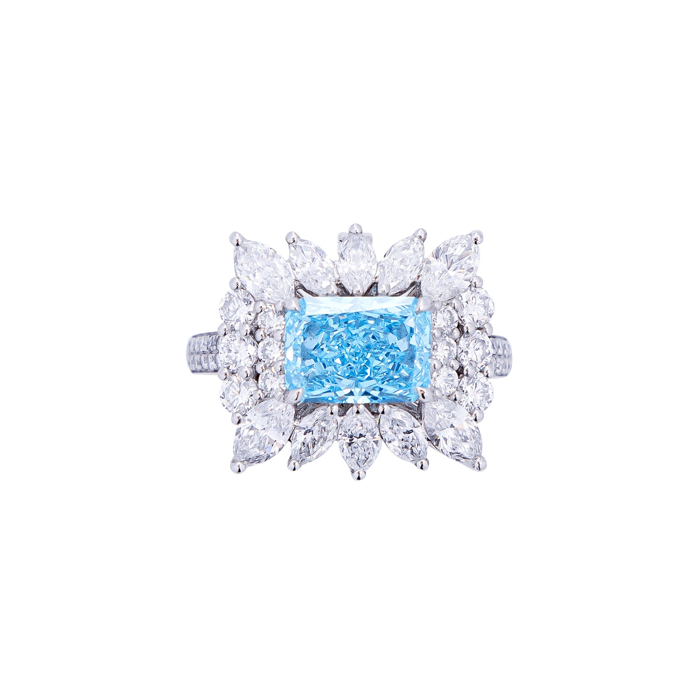 Gemma - Radiant Cut Blue Diamond Ring, Rings