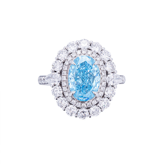 Emma - Oval Cut Blue Diamond Ring, Rings