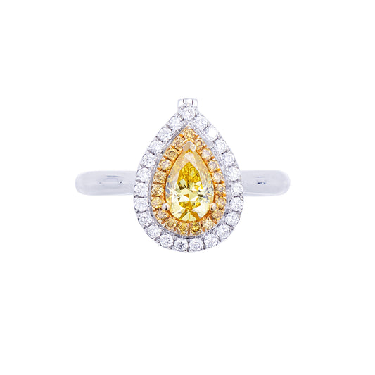 Hazel - Pear Cut Yellow Diamond Ring, Rings