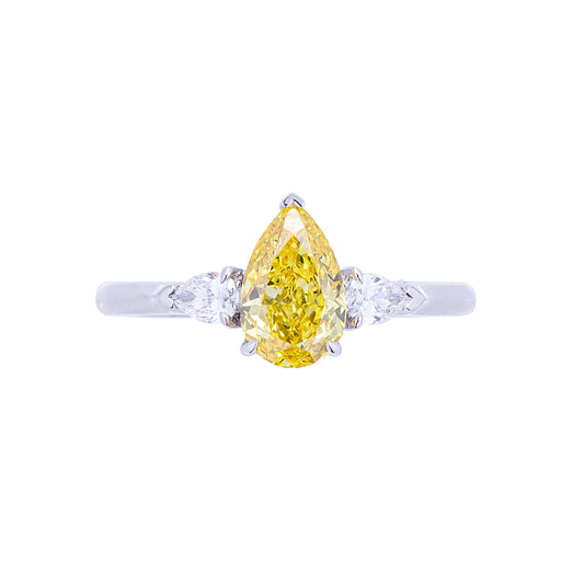Luna - Pear Cut Yellow Diamond Ring, Rings