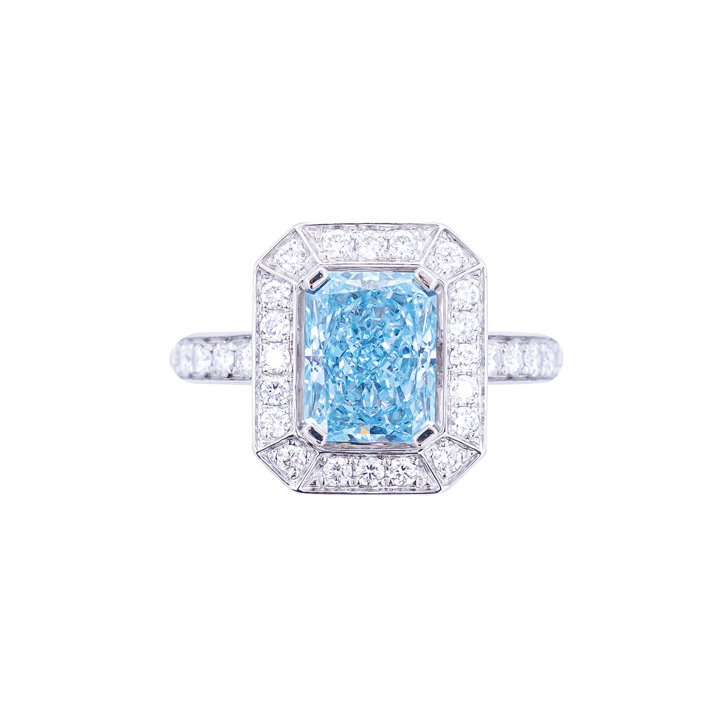 Evelyn - Radiant Cut Blue Diamond Ring, Rings