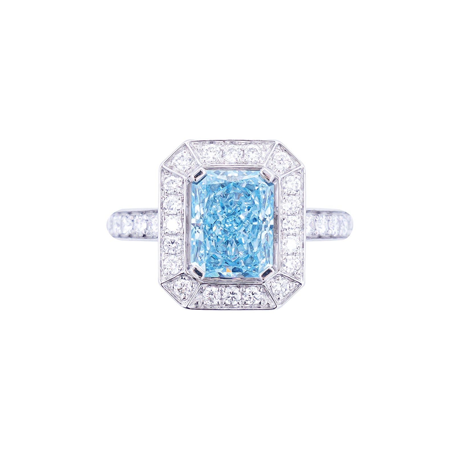 Evelyn - Radiant Cut Blue Diamond Ring, Rings