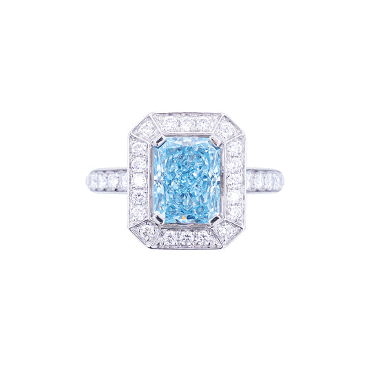 Evelyn - Radiant Cut Blue Diamond Ring, Rings