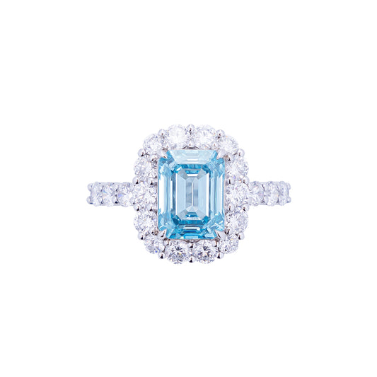 Isabella - Emerald Cut Blue Diamond Ring, Rings