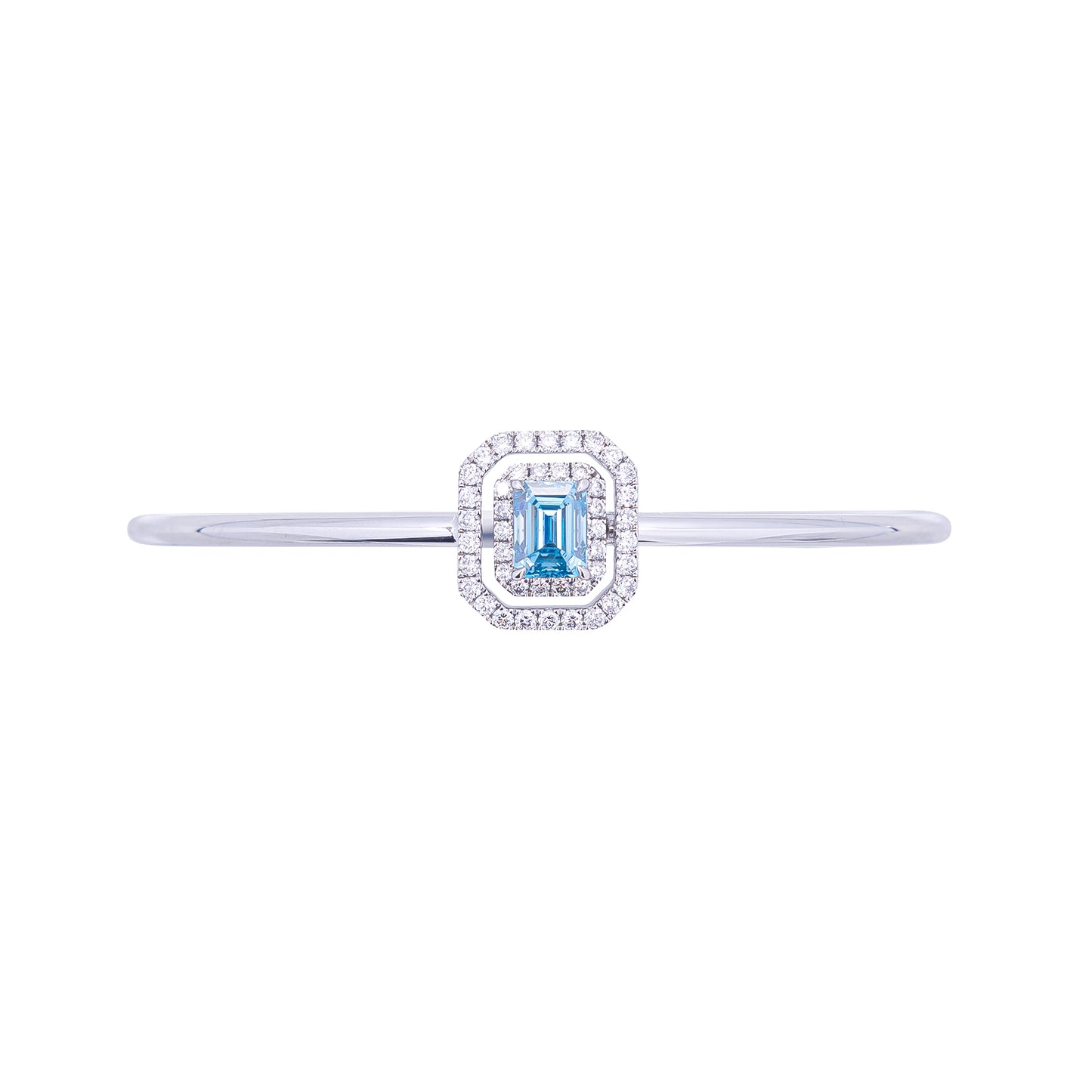 Harper - Emerald Cut Blue Diamond Bangle, Bracelets