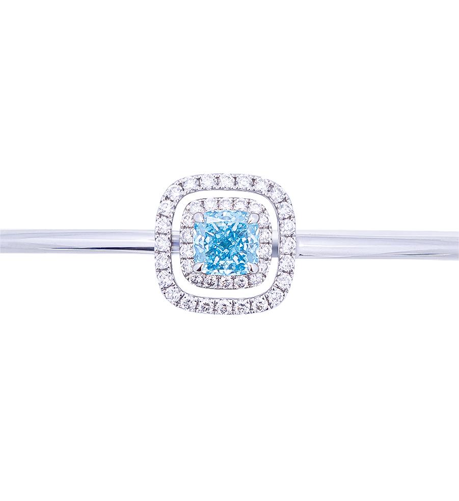 Scarlett - Cushion Cut Blue Diamond Bangle, Bracelets