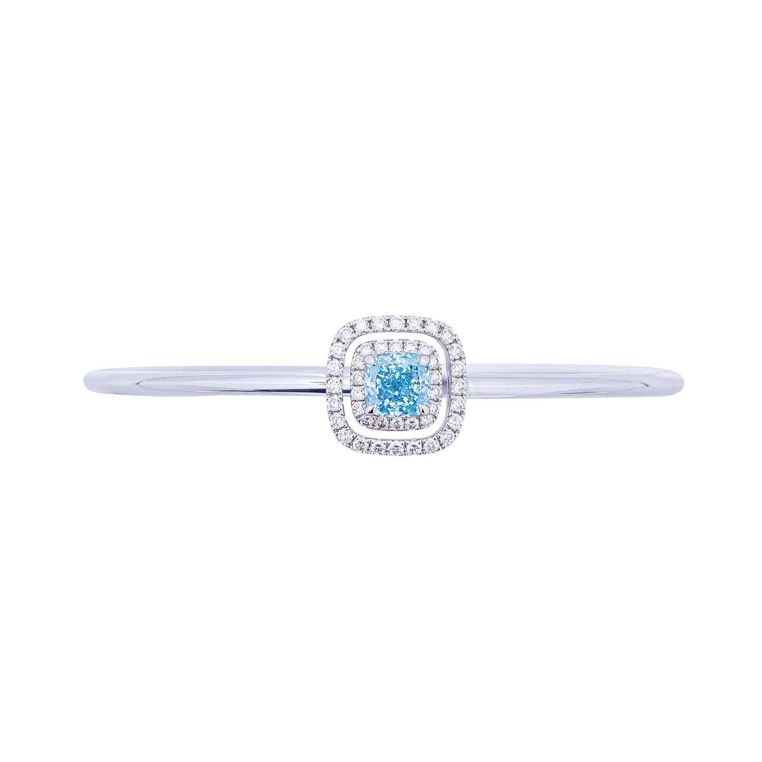 Scarlett - Cushion Cut Blue Diamond Bangle, Bracelets