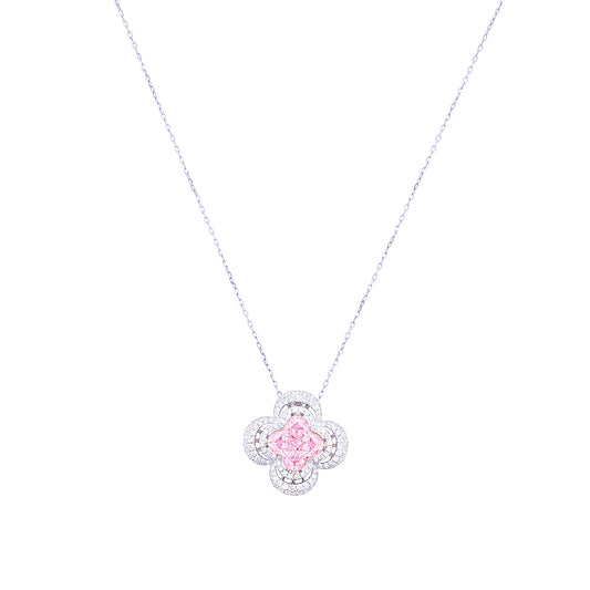 Clover Cut Pink Diamond Necklace, Necklaces