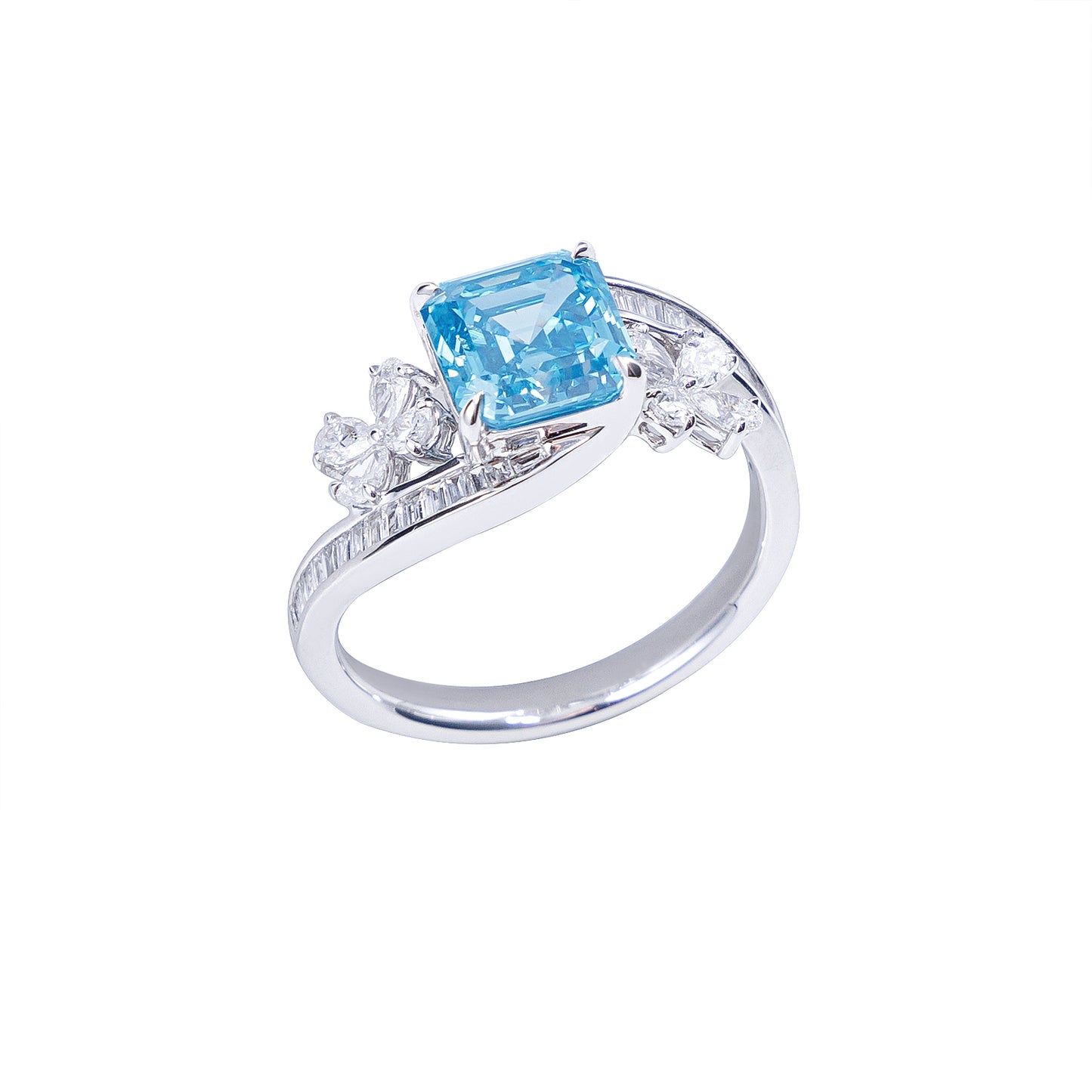Natalia - Asscher Cut Blue Diamond Ring, Rings