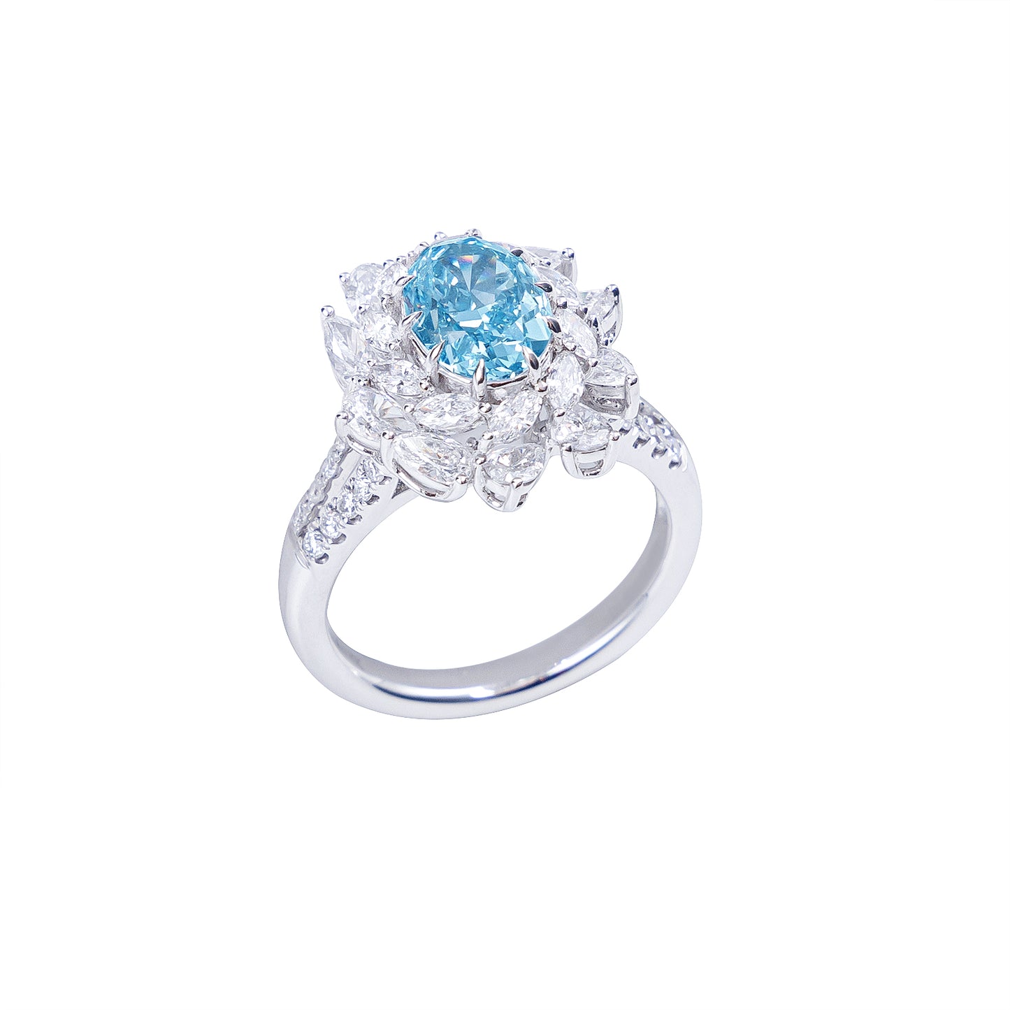 Samantha - Oval Cut Blue Diamond Ring, Rings