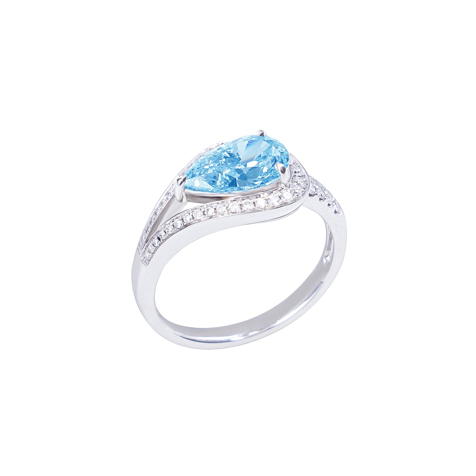 Charlotte - Pear Cut Blue Diamond Ring, Rings