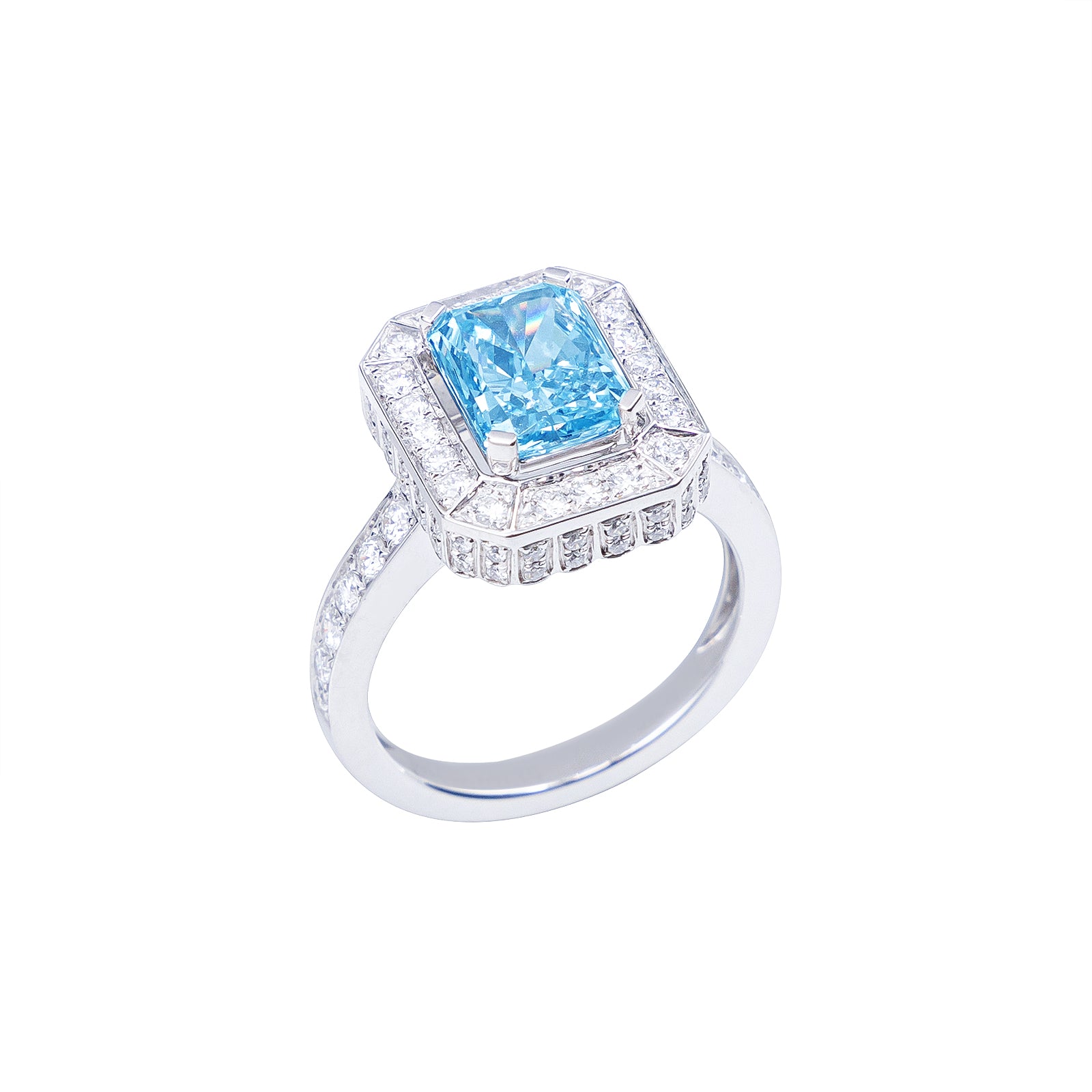 Evelyn - Radiant Cut Blue Diamond Ring, Rings